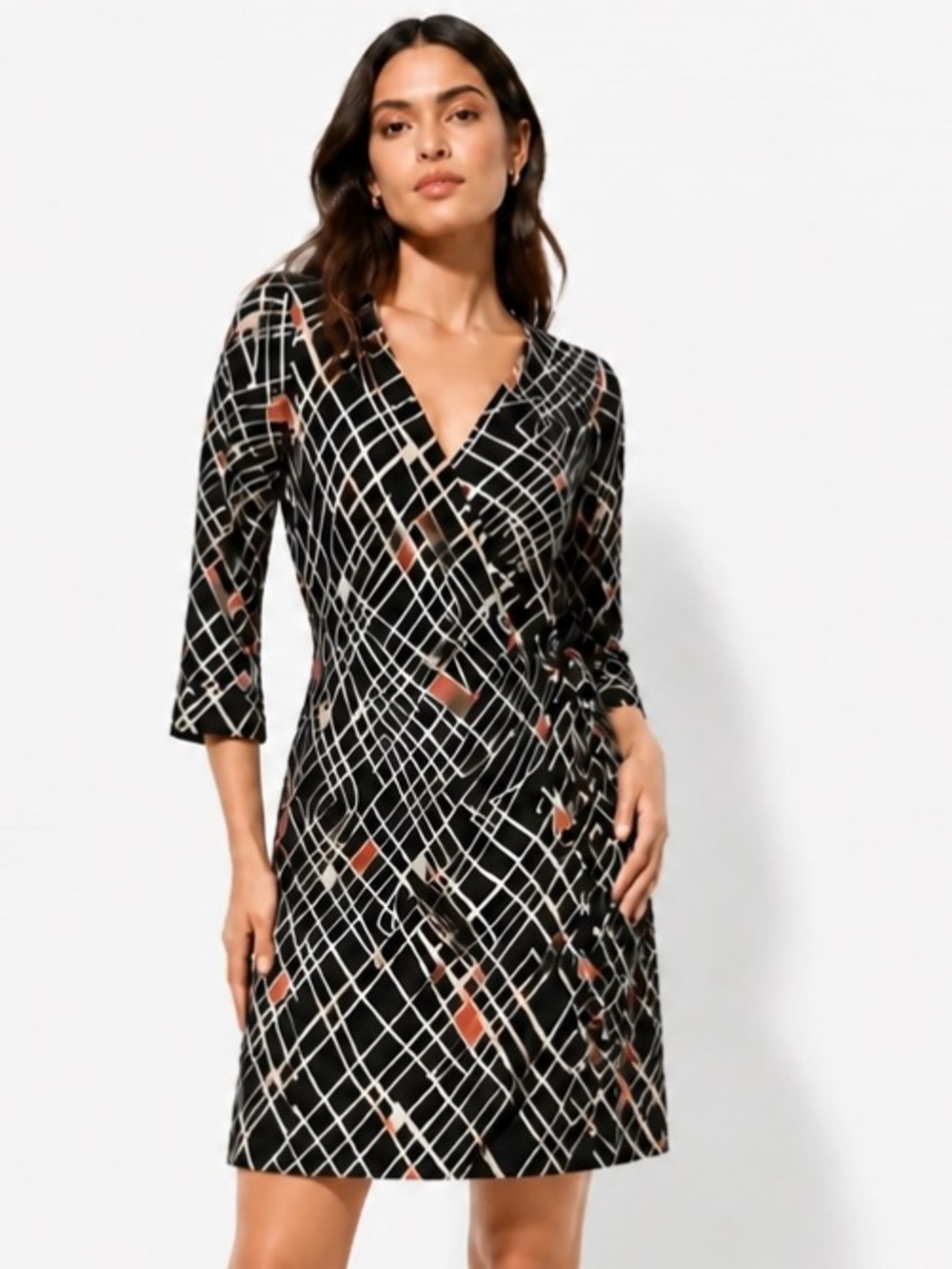 DIANE VON FURSTENBURG DVF 100% Silk Wrap Dress New Julian Two $498 Black White